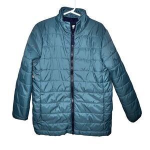 Lands End Kids‎ Puffer Jacket Green Full Zip Insulated Size 8 Uniform